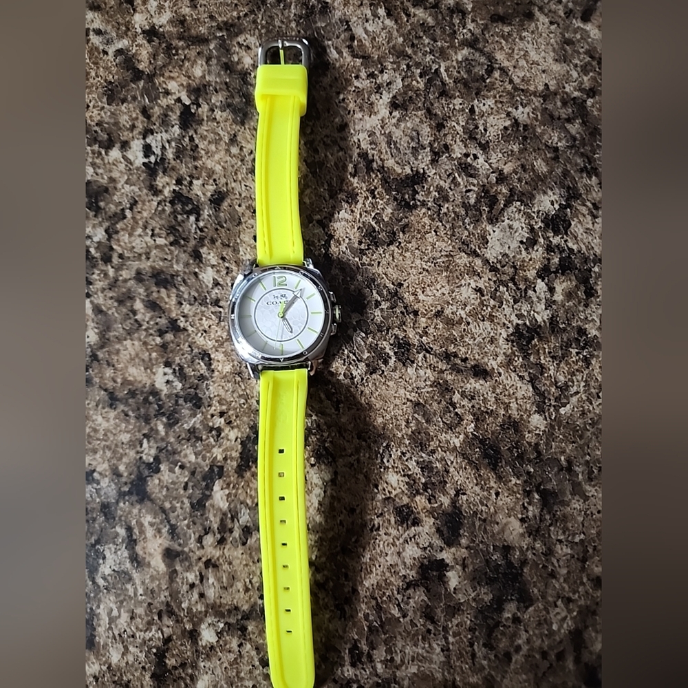 Coach Women's Watch Neon Yellow Rubber Band